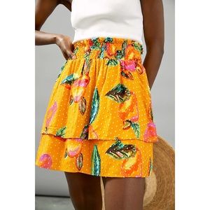 Farm Rio x Anthropologie Savana Tiered Fruit Print Skirt Size Large NWT